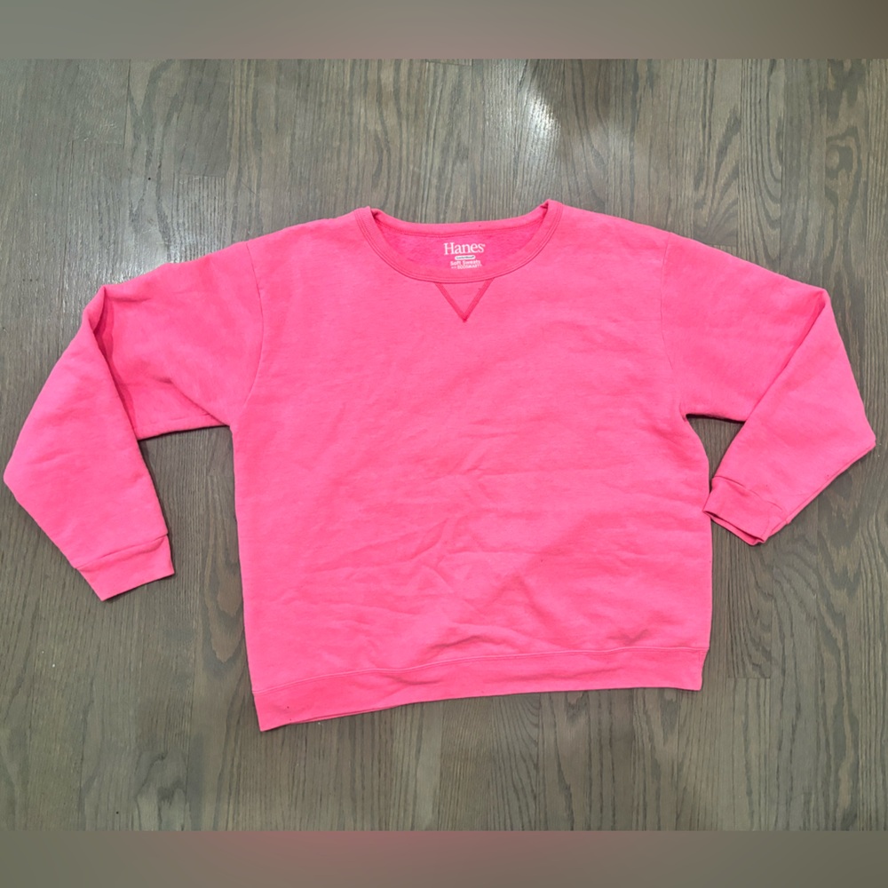 Hanes Hot Pink Crew Neck Sweater Women’s size L